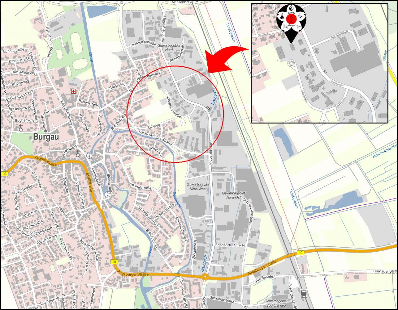 Wegbeschreibung zur Kampfsportschule Bushido in Burgau